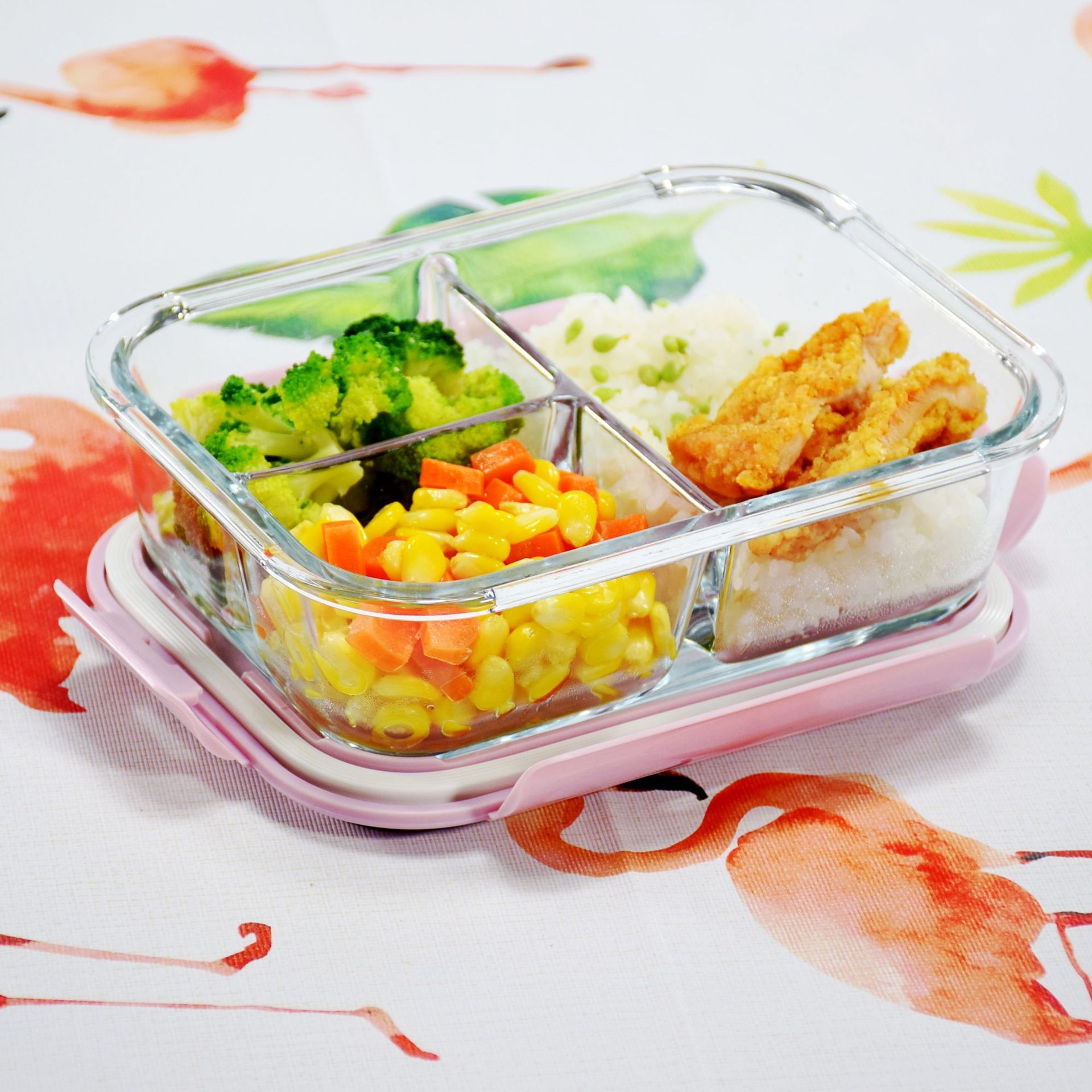 微波炉保鲜盒 高硼硅耐热玻璃饭盒 餐包礼品 卡通包保温便当盒