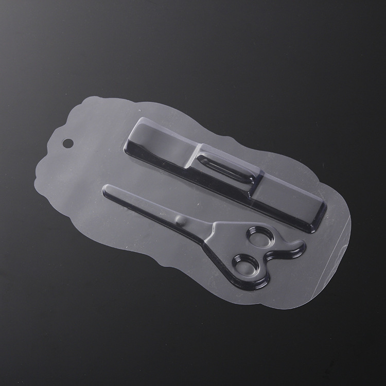 厂家批发透明环保pvc理发剪刀塑料包装盒 热压吸卡纸卡泡壳定制