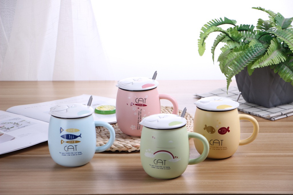 星悦陶瓷 创意猫咪马克杯 色釉咖啡杯 卡通陶瓷杯子广告礼品定制
