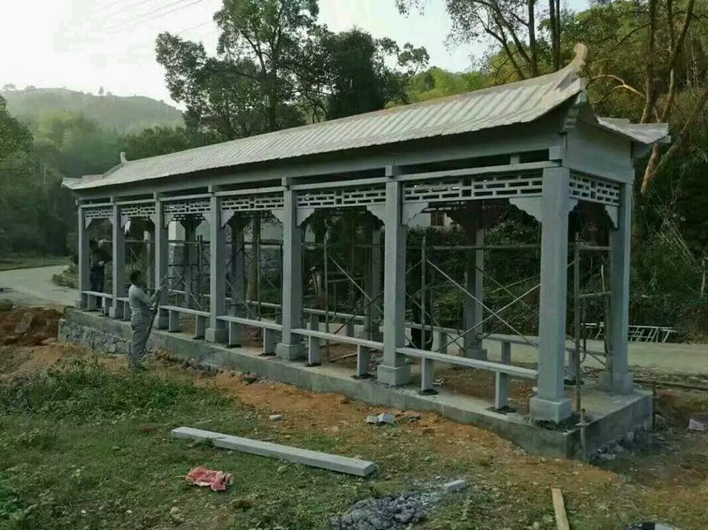 休闲户外石雕仿古石长廊专业加工定做质量做工细致