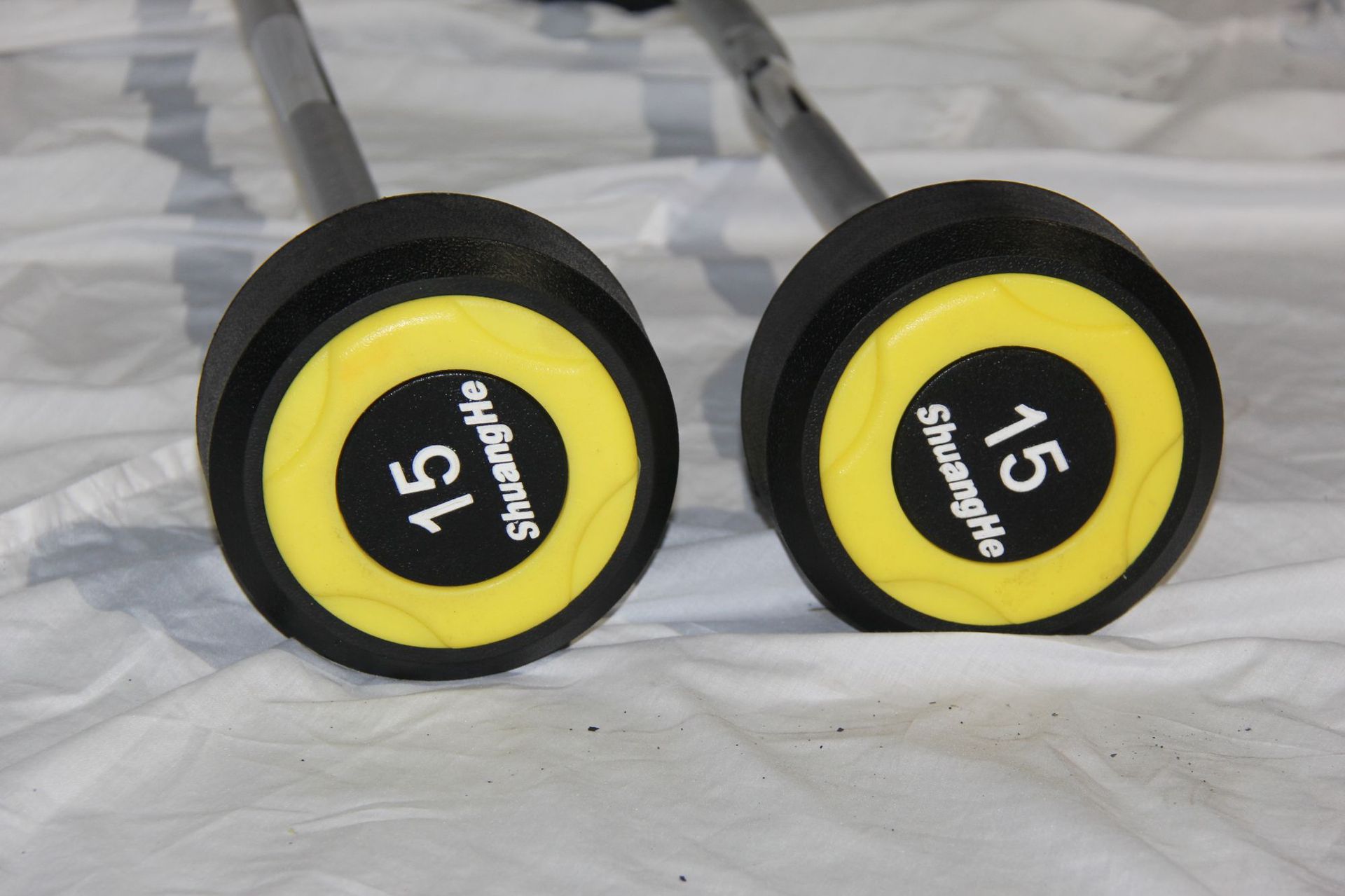 圆头固定小杠铃 彩色男士健身房用1.2米二头肌训练深蹲pu盖橡胶