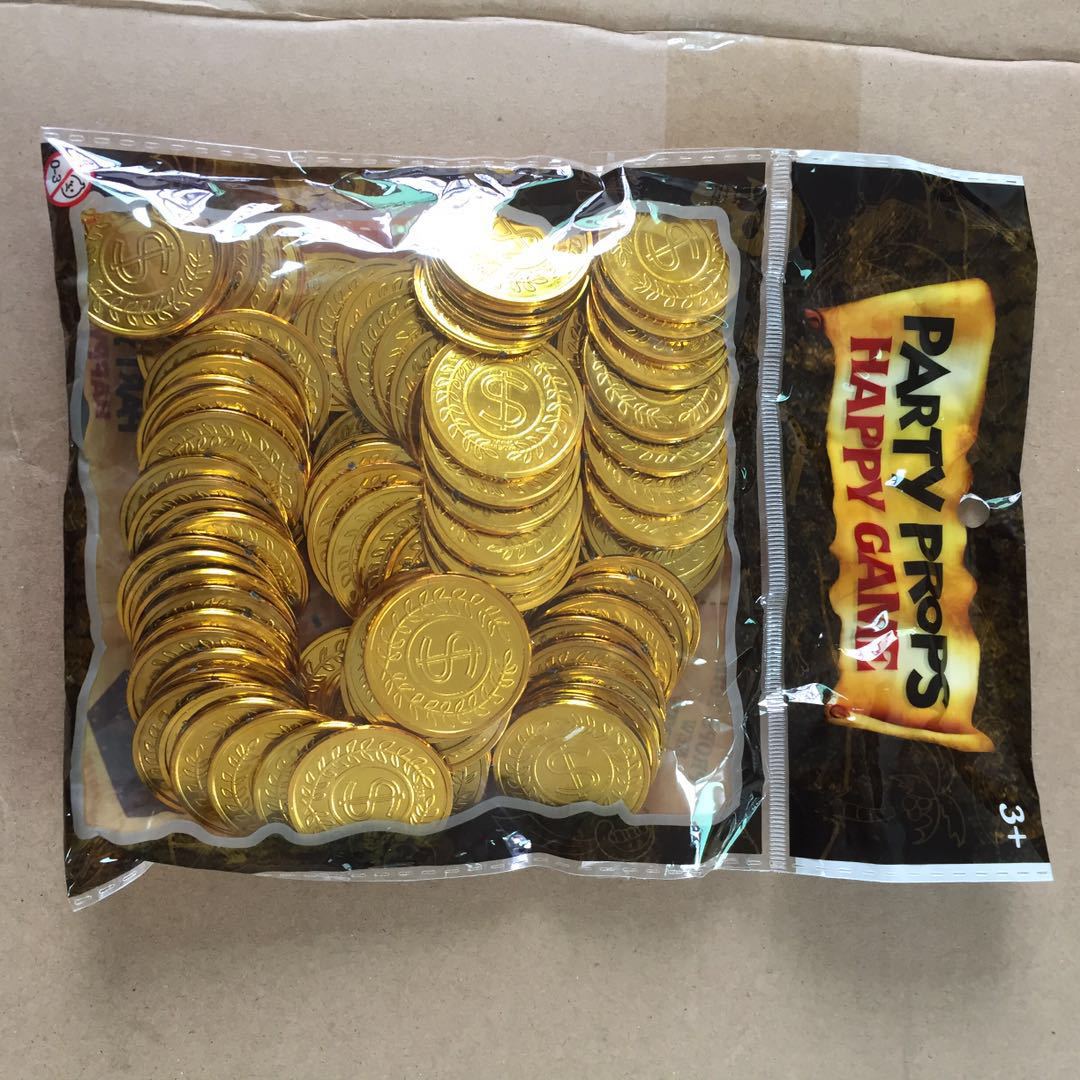 海盗金币玩具钱币游戏币电镀s金币一袋100枚包装 厂家直销