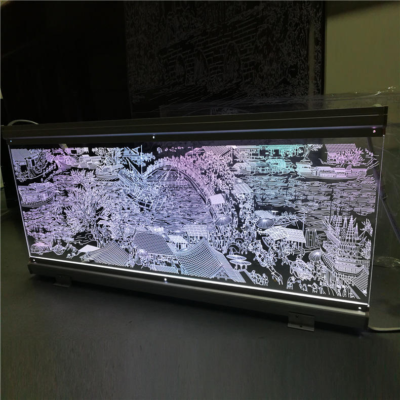 华跃11年激光雕刻工艺亚克力logo字体图案来图定制led导光板