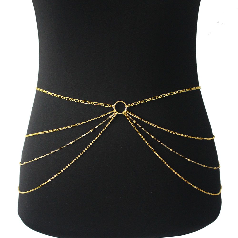 时尚简约女士金属腰链 沙滩比基尼性感服装配饰身体链腰链