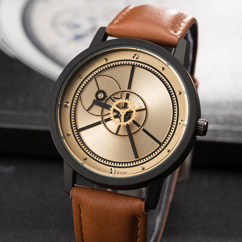 潮翻天时尚齿轮男士手表 立体三维效果女士腕表 小额批发 跨境爆