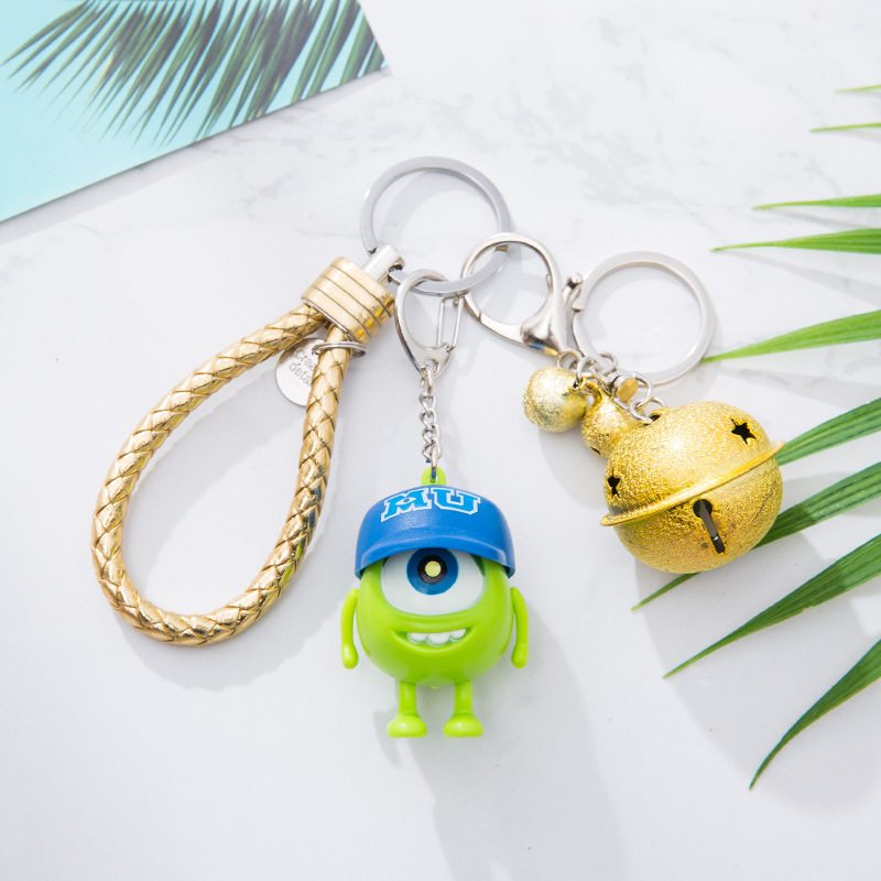 Hole Shoes Accessories Cartoon Cute Monster Wearing Hat Big Eyes Led Sound Luminous Keychain Creative Gift