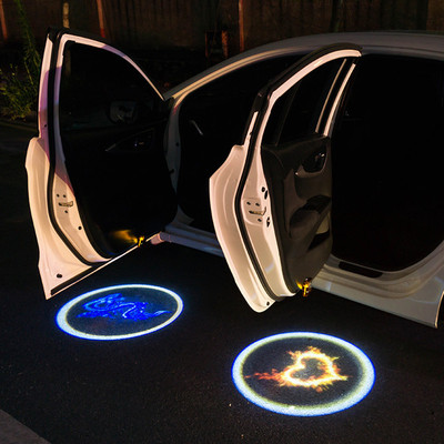 开门灯车门镭射投影灯免接线汽车led装饰灯通用改装灯无线迎宾灯