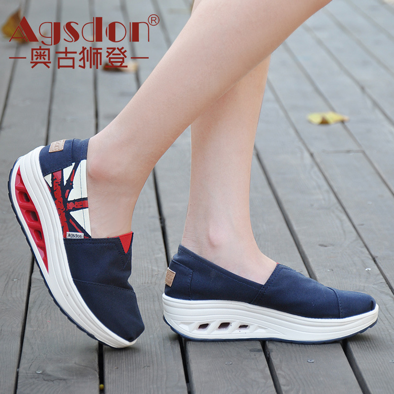 Loafers Spring/Summer Korean Style Fashionable All-Matching Student Canvas High Heel Old Beijing Cloth Shoes Harajuku Slip-on Platform Shake Shoes