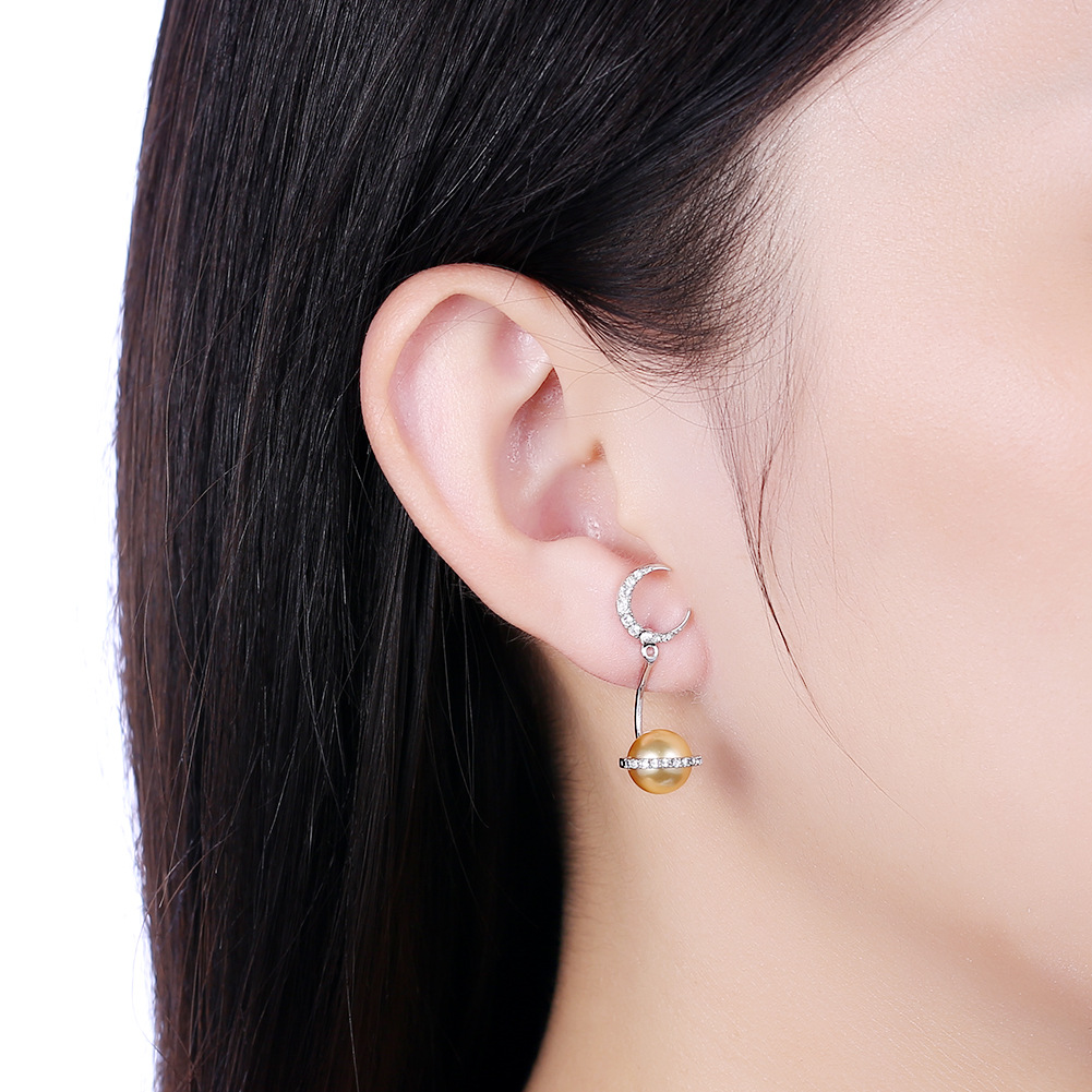 莱卡尼采用施华洛世奇元素水晶耳环 欧美简约纯银925星月多戴耳钉