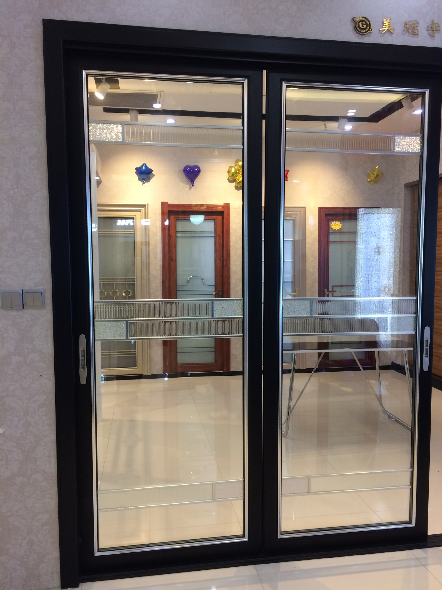 黑色推拉门钛镁铝合金阳台拼格移门双层玻璃厨房客厅落地推拉门