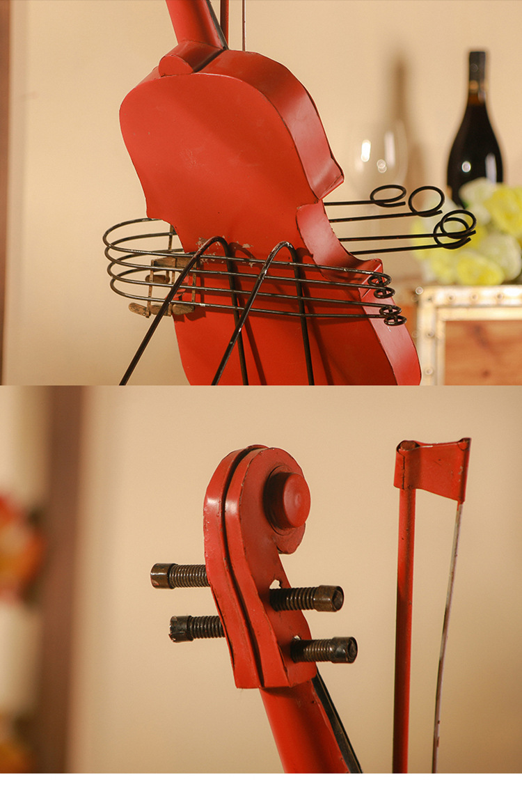 创意复古铁艺小提琴模型装饰品 婚纱照拍摄摄影道具 酒吧摆件挂件