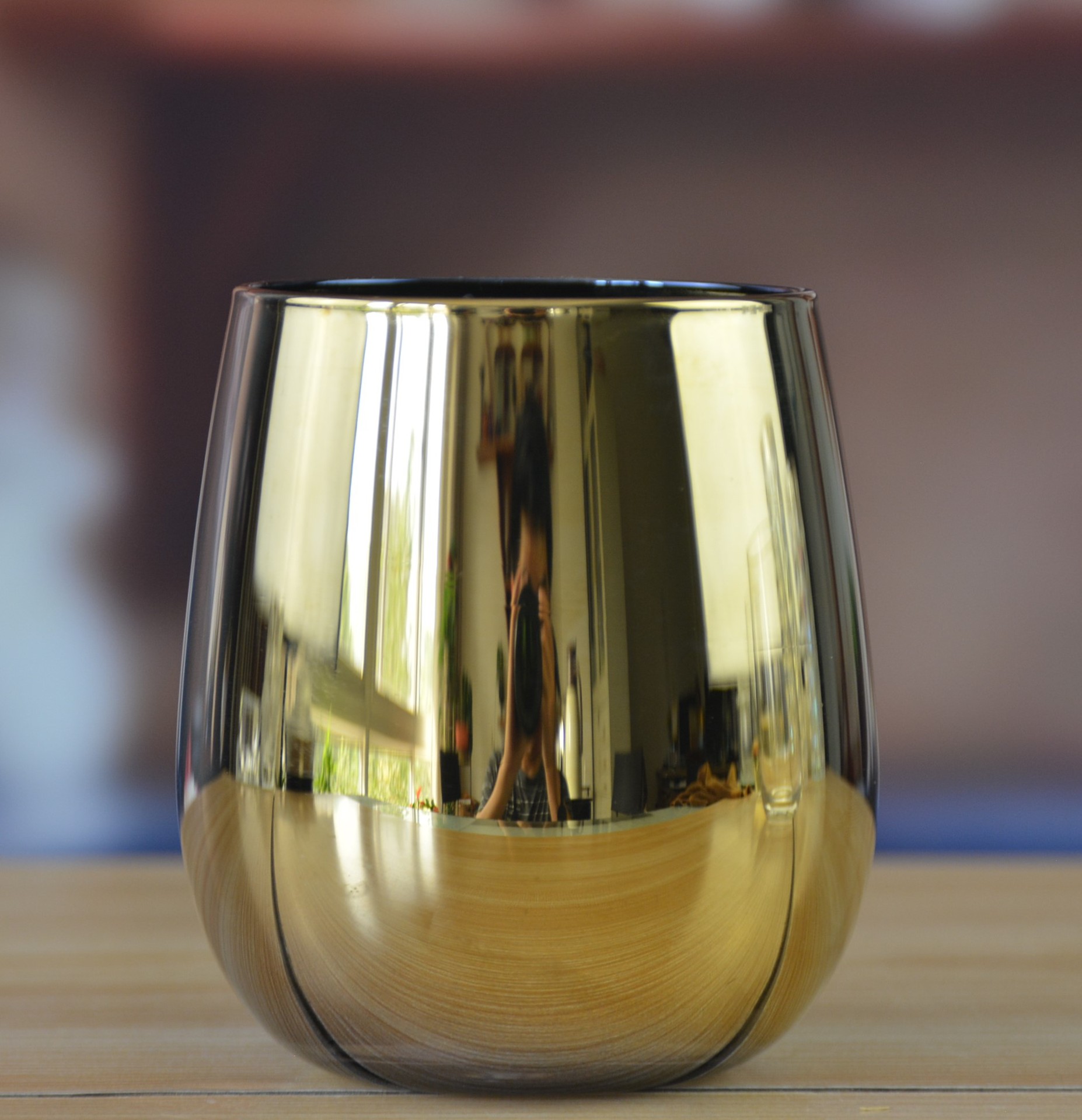 厂家现货金色电镀玻璃酒杯 340ml金色蛋杯 定制logo圆肚蛋杯