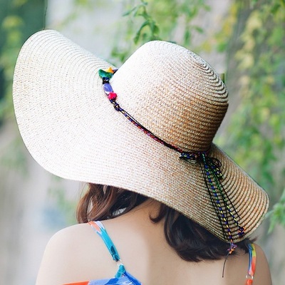 沙滩帽子女夏海边大帽檐遮阳潮百搭韩版太阳防晒海滩夏天大沿草帽