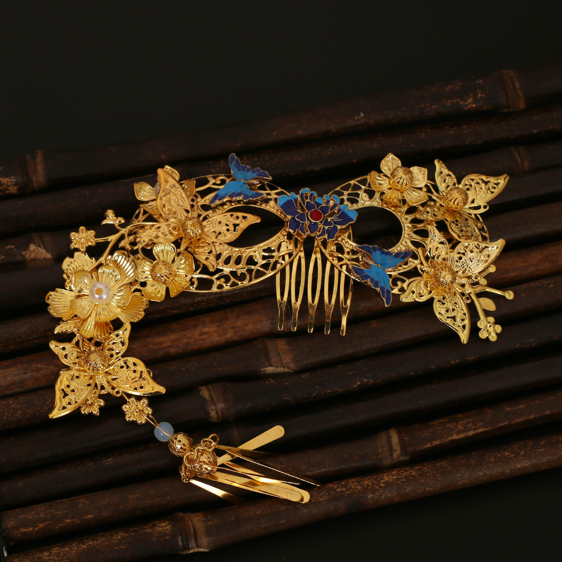 新款流苏新娘头饰婚庆演出发梳古装中国风秀禾服发饰发冠发簪批发