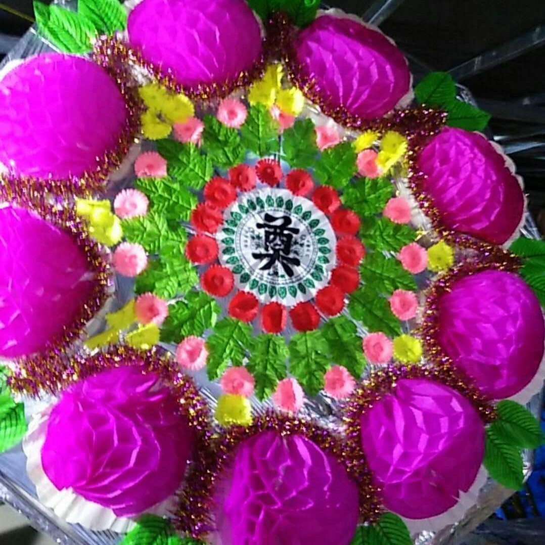 1.8米清明仿真祭祀折叠花圈白事用品长彪纸花殡葬大全高档布伞圈