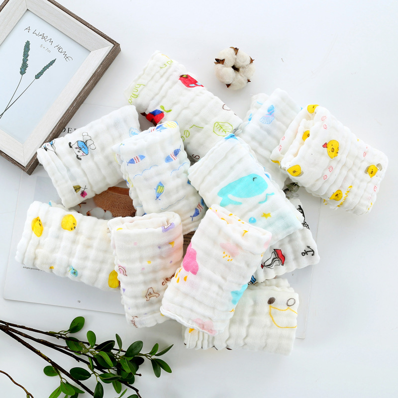 童巾六层纱布 婴儿水洗方巾童巾 纯棉吸汗巾6层纱布25*50毛巾批发