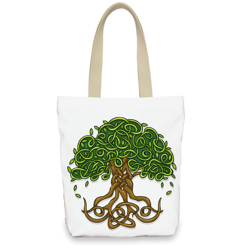 跨境帆布包欧美风格购物袋潮流时尚生命之树单肩手提女包厂家直销