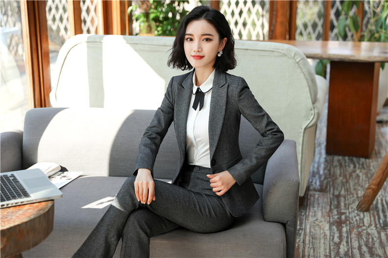 18年春款新品职业装女套装修身显瘦白领办公室面试工作服女士正装