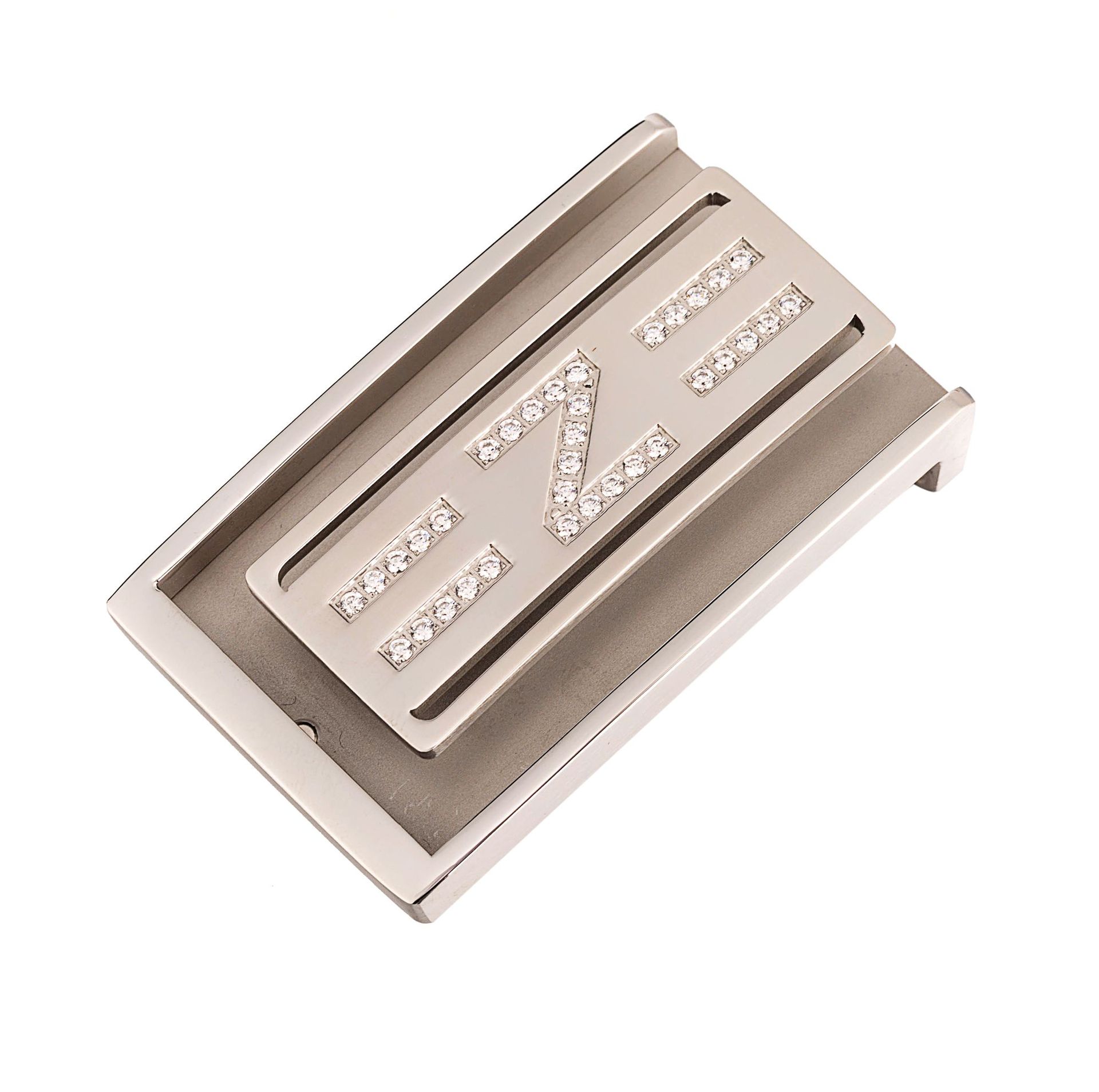 304不锈钢镶钻内穿平滑扣男士皮带扣耐磨防过敏钢扣腰带头3.85cm