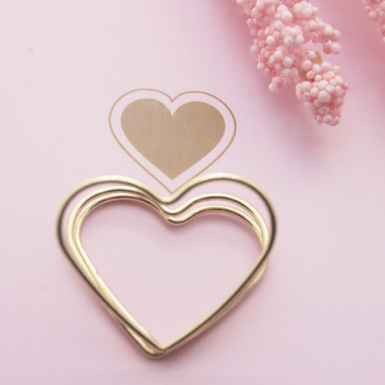 意之美新品双层叠加创意爱心回形针 电镀金色潮流元素心形曲别针