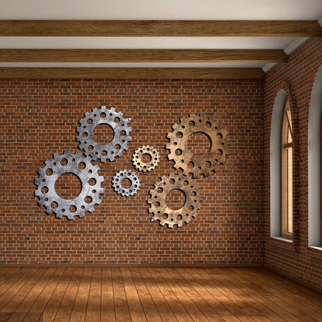 复古酒吧咖啡馆墙上装饰立体墙饰客厅挂饰工业风齿轮壁饰墙饰挂钟