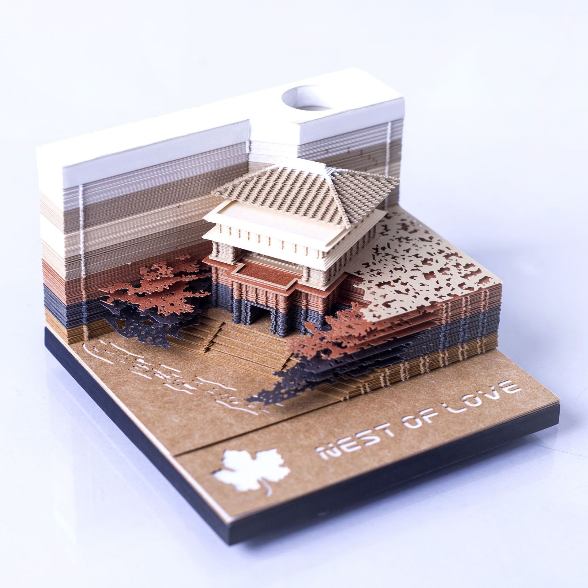 清水寺 纸雕便利贴 爱巢 立体模型便签纸 创意3d纸雕便笺本批发