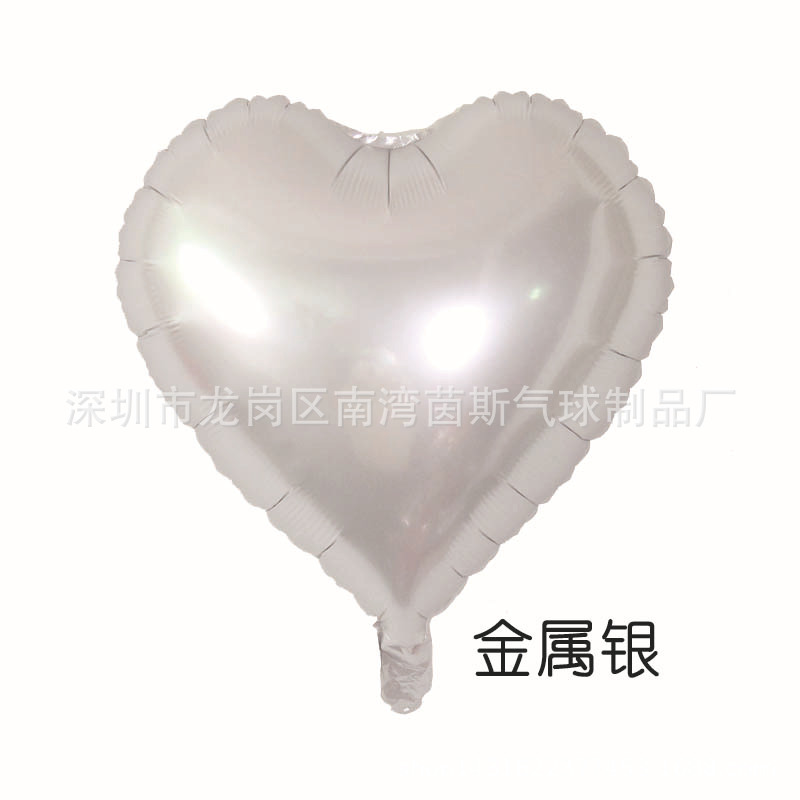 18-Inch Heart-Shaped Metallic Aluminum Foil Balloon Metallic Love Aluminum Balloon Wedding Birthday Party Holiday Wholesale