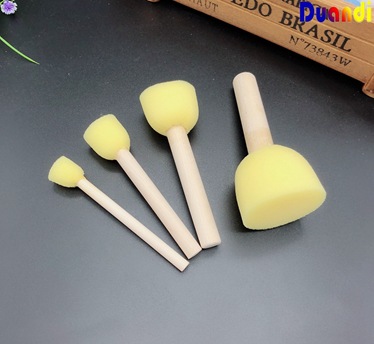 跨境儿童绘画海绵刷 diy幼儿早教绘画海绵印章 4支装美术用品海绵