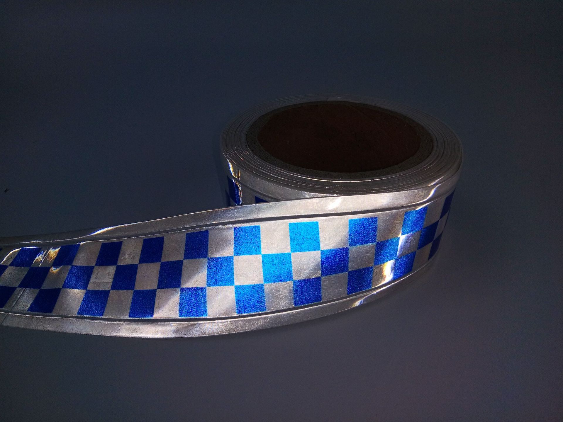 厂家直销反光晶格带丝印蓝色格子pvc反光条