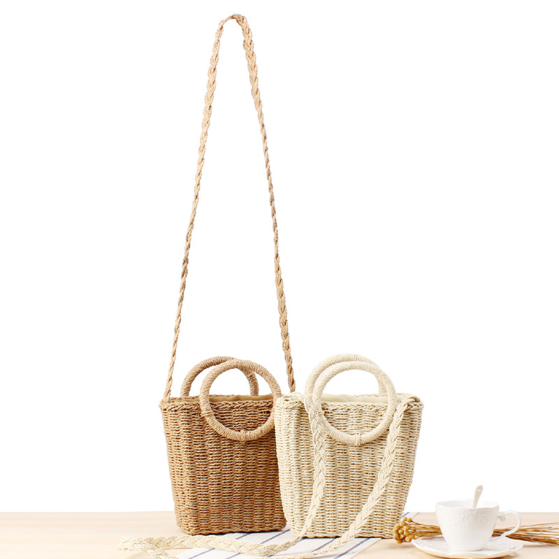 New Fresh Hand Carrying Crossbody Dual-Use Woven Bag Ins Vacation Beach Straw Bag Women's Paper Bag