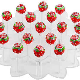 花朵形状亚克力棒棒糖展示架 19孔透明糖果摆放架lollipop stand