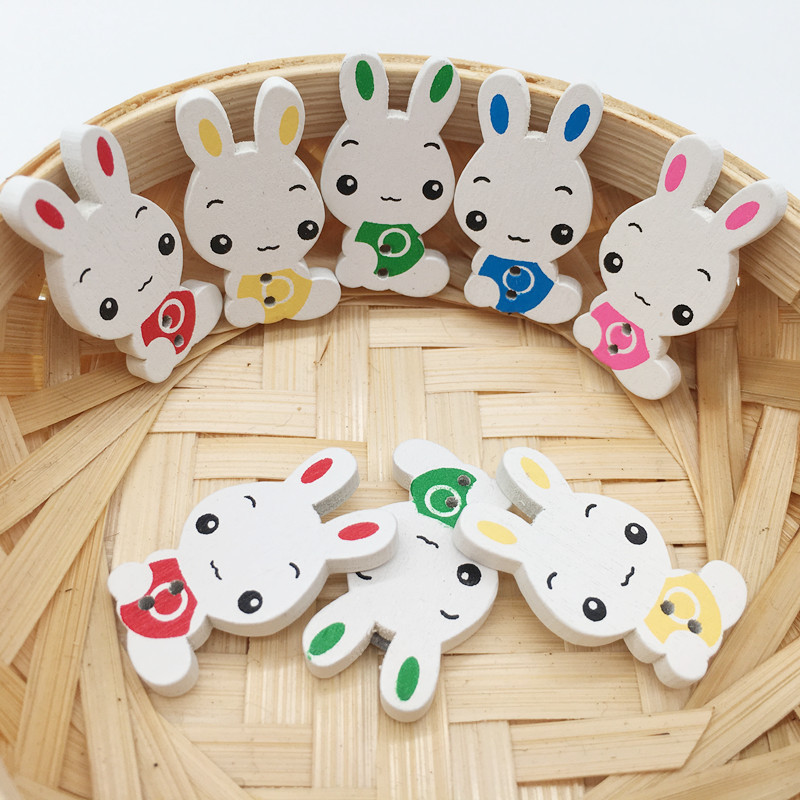 特价批发 手工diy彩绘卡通小兔木纽扣 木扣子 服装辅料 创意款