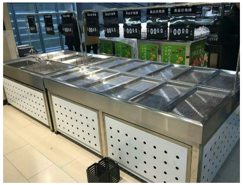 海鲜冰台展示柜超市不锈钢冰鲜台自助餐选菜台水产海鲜保鲜冷藏