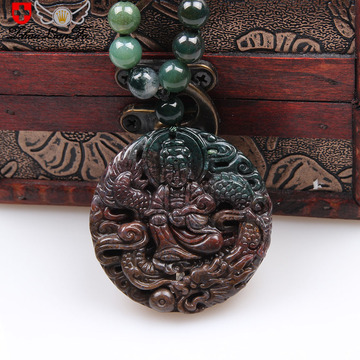 周连发批发民族风项链东陵玉吊坠一件代发饰品毛衣链水晶七彩玛瑙