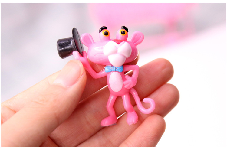 粉红豹公仔玩偶摆件萌贱卡通达浪粉红顽皮豹购物车桌面蛋糕装饰品