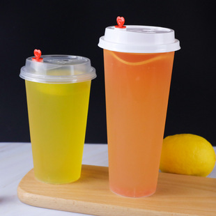 90口径一次性奶茶杯果汁饮料塑料杯子透明塑料杯定做logo