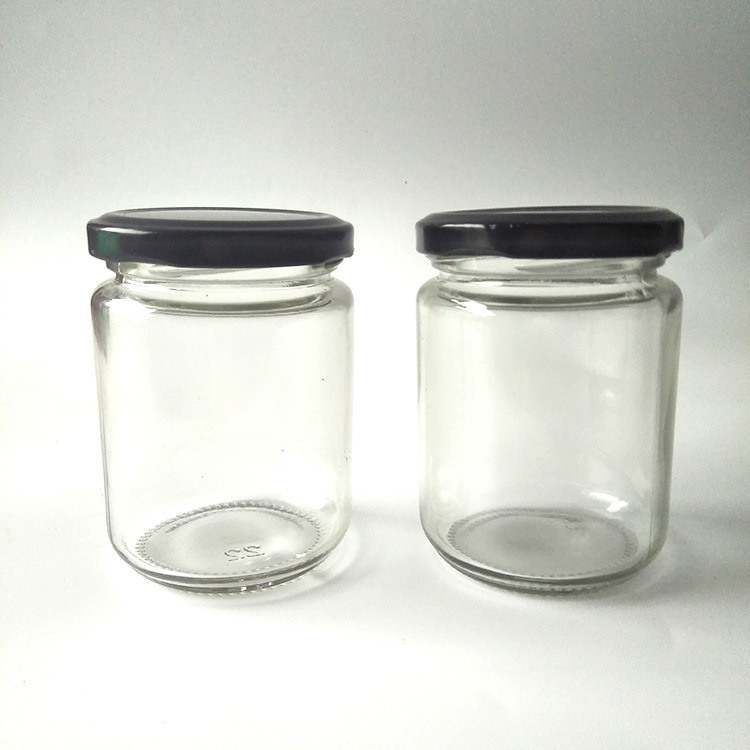 厂家直销350ml玻璃酱菜瓶透明圆形高白料密封果酱蜂蜜玻璃瓶