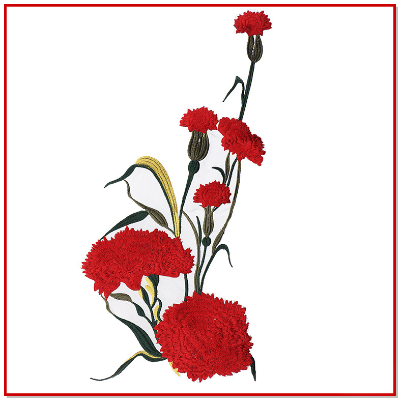 大号康乃馨水溶刺绣布贴 新款民族风彩色领花 可来图来样定制