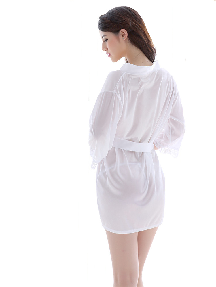 薄款透明情趣内衣女夏季蕾丝浴袍日系和服性感睡衣睡袍套装 批发