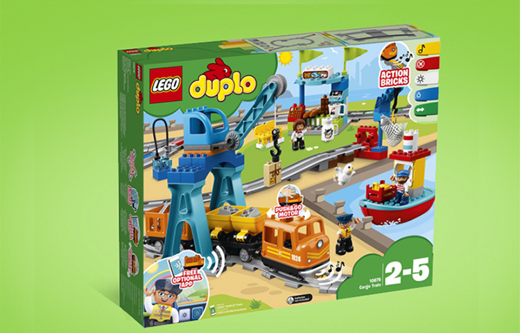 8月新品乐高积木得宝系列大颗粒儿童拼装玩具智能货运火车10875
