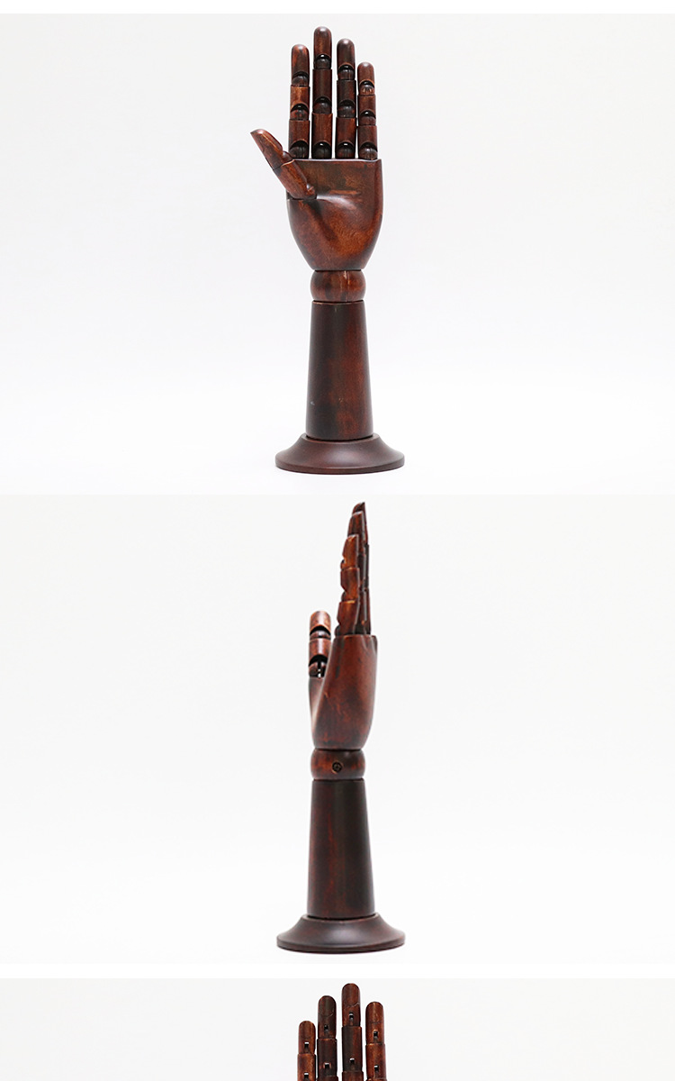 厂家直销7寸8寸10寸12寸实木手模型全实木关节手女木人手木手模型