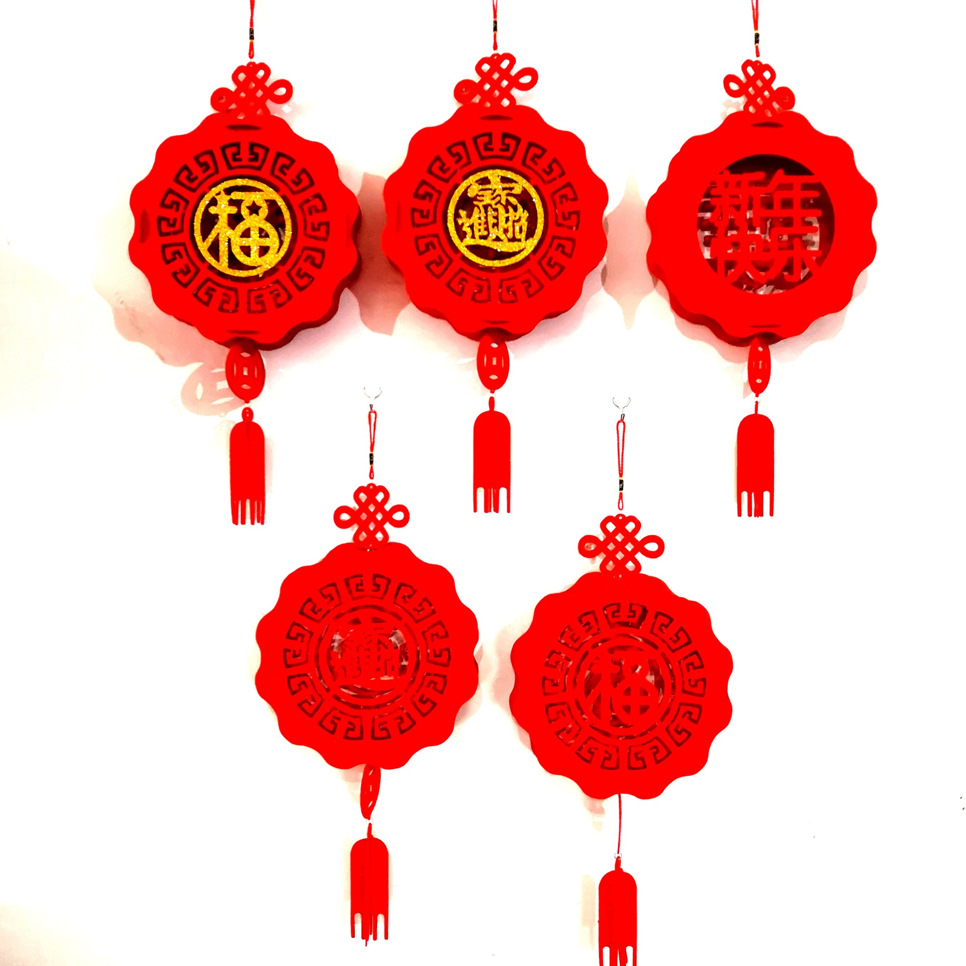 新年装饰无纺布宫灯灯笼毛毡灯笼diy元旦春节福字招财进宝挂件