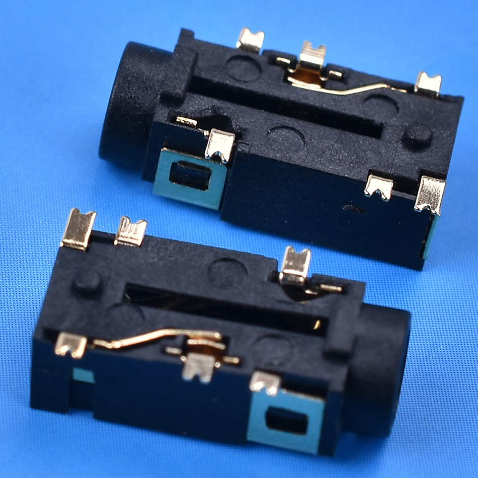 5mm贴片镀金 多功能六脚耳机母座 3.5音频插座