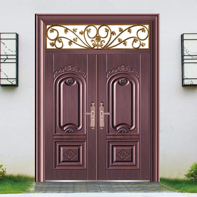 同一花型门扇可定做成单门,对开门,四开门,子母门,可以选配不同的门头