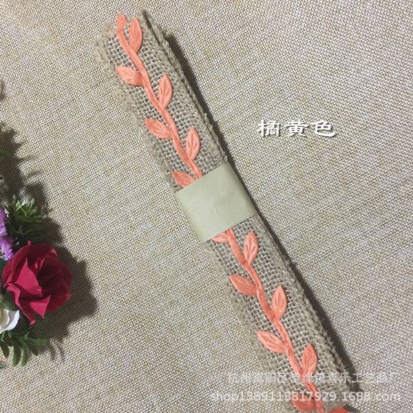 Manufacturers Supply Colorful Leaves Burlap Roll DIY Handmade Material Linen Ribbon Vintage Ornament Hemp Ribbon