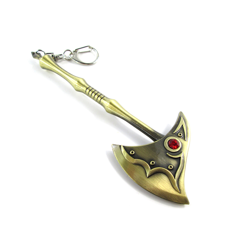 沙漠死神 恐惧骑士 内瑟斯 狗头 斧子 武器模型 钥匙扣挂饰吊坠