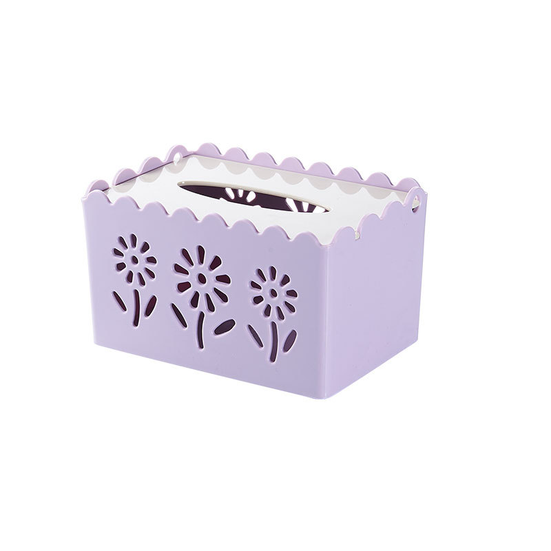 Simple Hollow Sunflower Tissue Box Nordic Plastic Tissue Box Bedroom Living Room Desktop Storage Square 0652