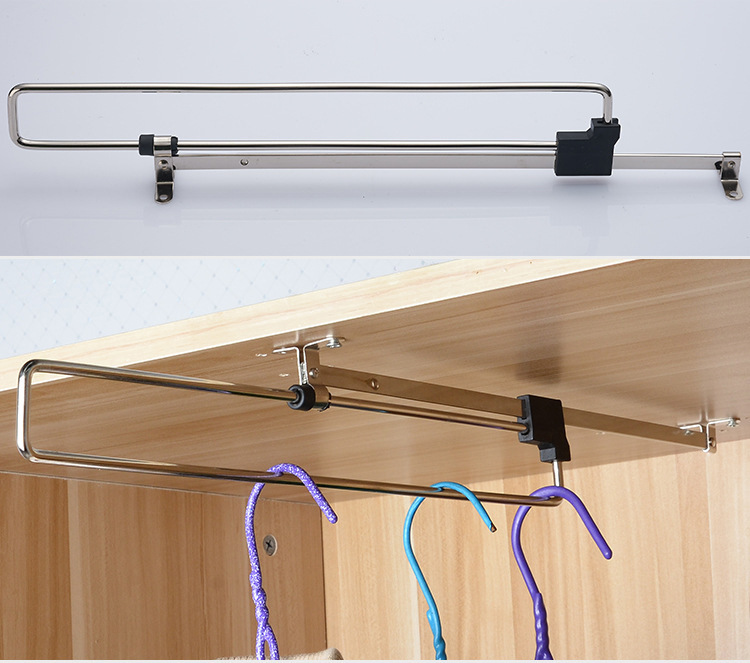 顶装伸缩挂衣架推拉挂衣器衣柜橱柜挂衣杆柜内架衣帽间五金