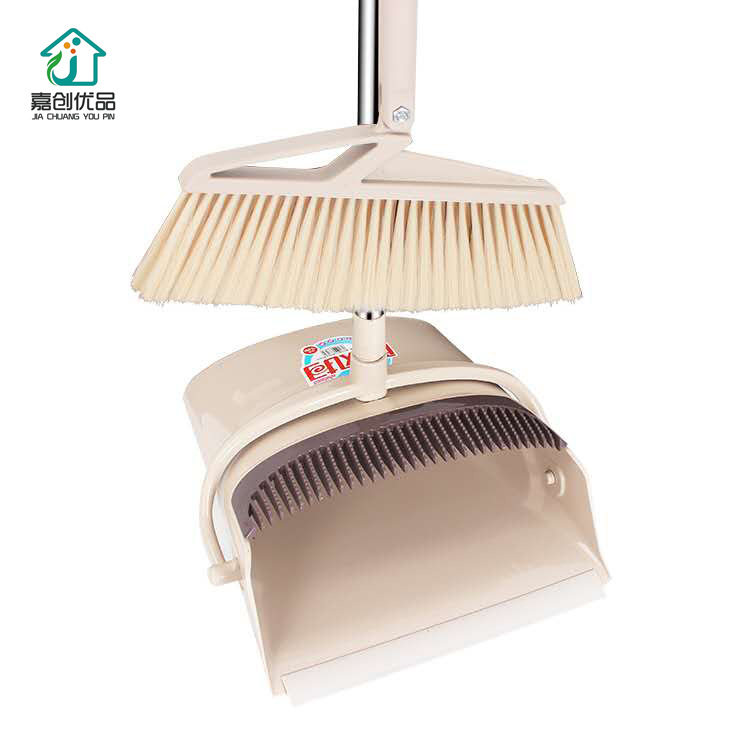 Plastic Rotating Windproof Broom with Comb Teeth Broom and Dustpan Set in Stock Wholesale Bristle Sets of Sweeping Dustpan