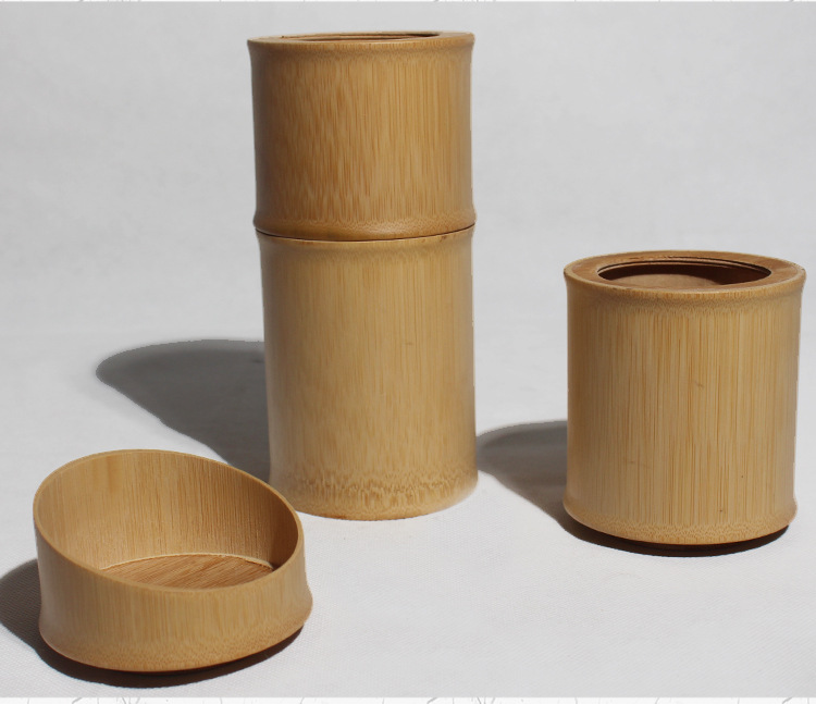 天然竹质茶叶罐竹节罐复古式竹筒茶叶储存竹制圆筒直筒厂家批发